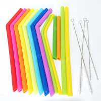 Reusable Set of 6 pcs Silicone Drinking Straw with 2 Brushes