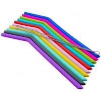 Foldable Flexible Silicone Drinking Straw With Heat Resistant and Cleaning Brush